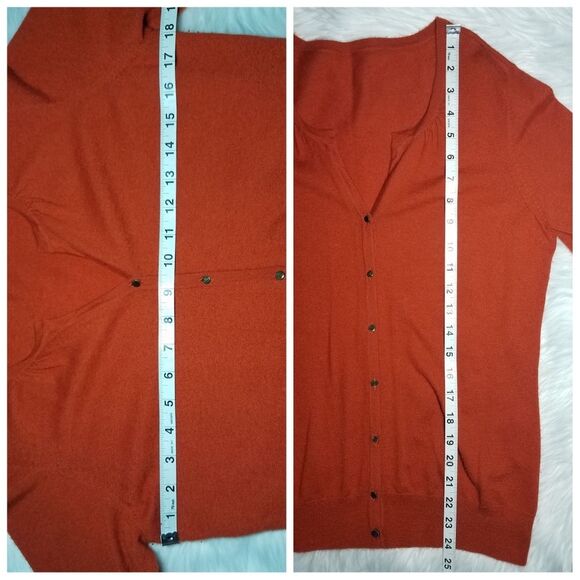 Burnt Orange 100% Cashmere Cardigan - Picture 3 of 4